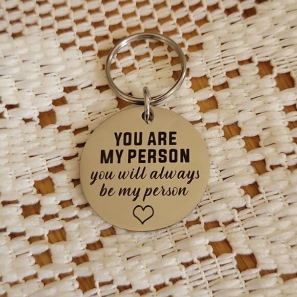 You Are My Person Keychain, Keyring, Bag Charm Silver Tone OS - Picture 1 of 11